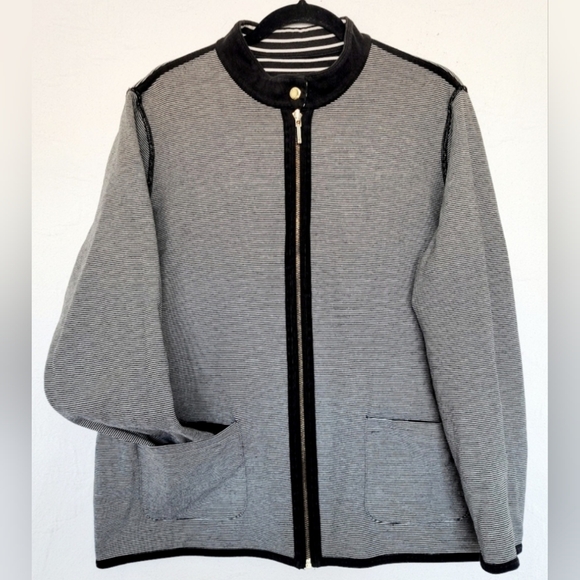 LAUREN Ralph Lauren Women's Two Faced Reversible Striped Jacket Cotton 2X - Picture 7 of 16